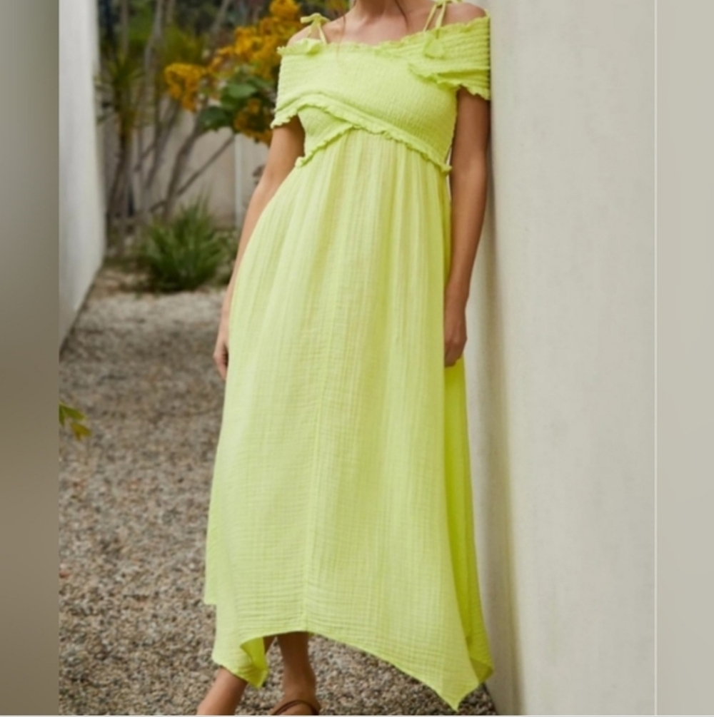Anthropologie Smocked Gauze Criss-Cross Dress, Size MP, NWT